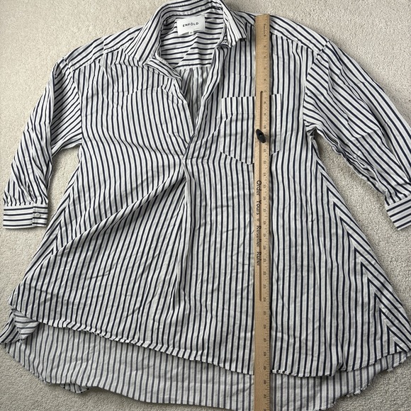 ENFOLD Shirt Dress Women's EU 40 Navy White Striped Collared READ - Picture 11 of 16